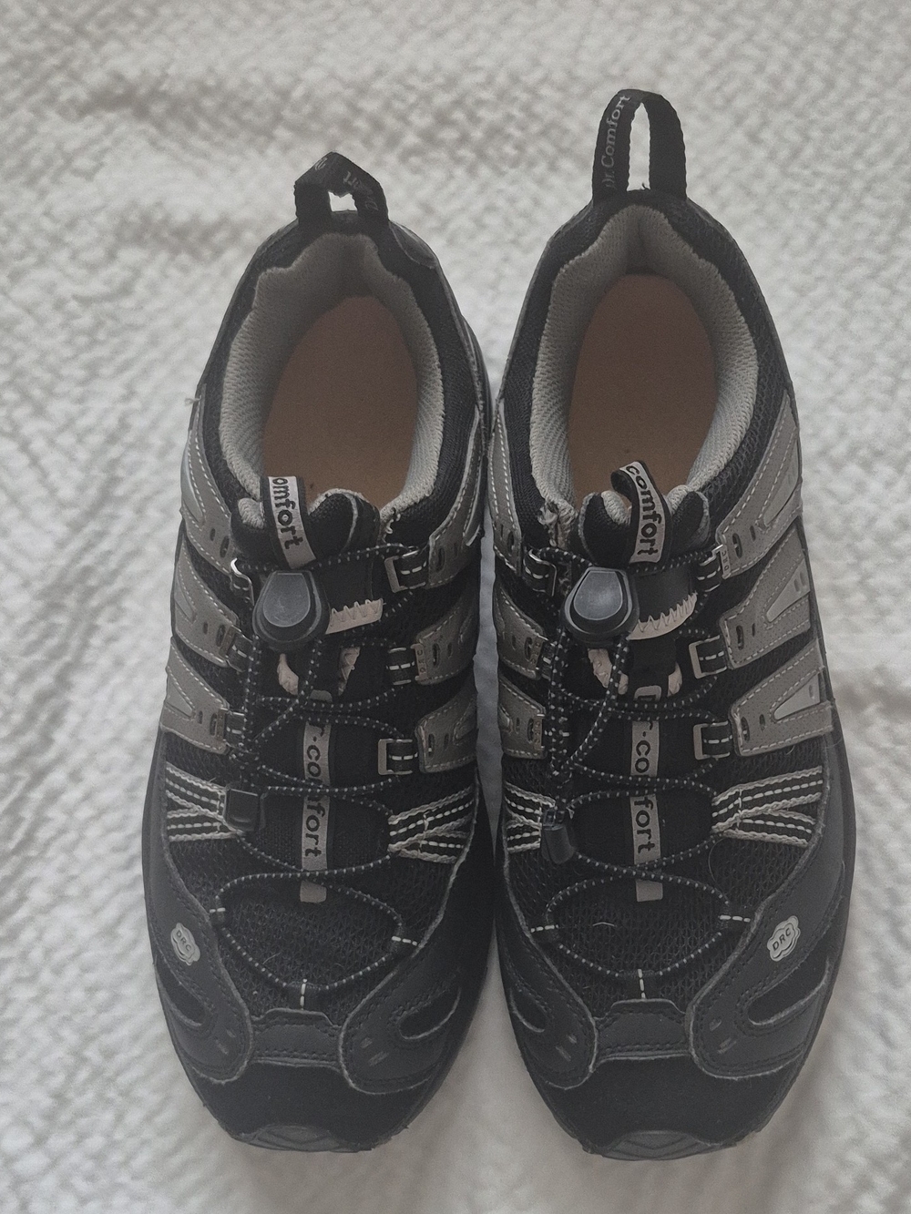 Dr. Comfort Performance Black/Gray Lace Up Sneakers Leather Mesh Low Top 7610